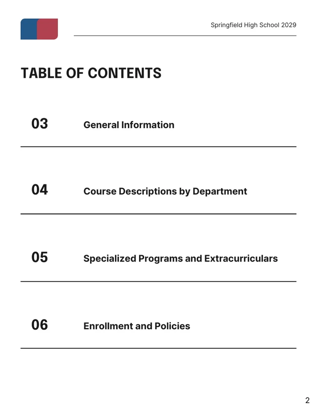 High School Course Catalog Template - Page 2