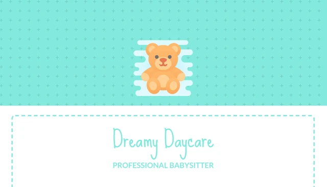 Baby Blue Teddy Bear Babysitter Business Card - Page 1