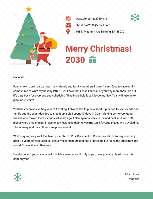 White And Green Modern Cute Illustration Merry Christmas Business Letterhead
