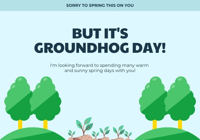 Light Blue Minimalist Playful Illustration Groundhog Day Card Template