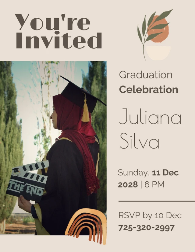 Light Nude Graduation Invitation Template