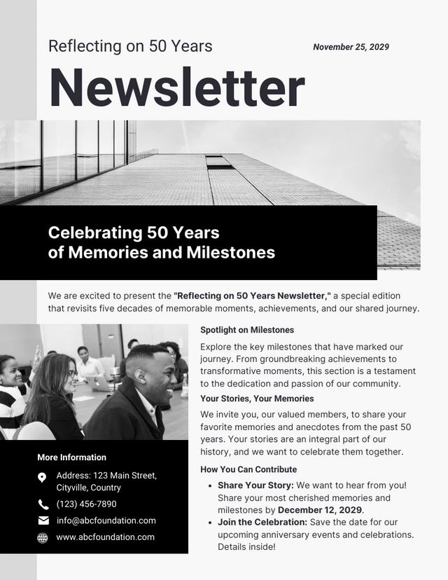 Reflecting on 50 Years Newsletter Template