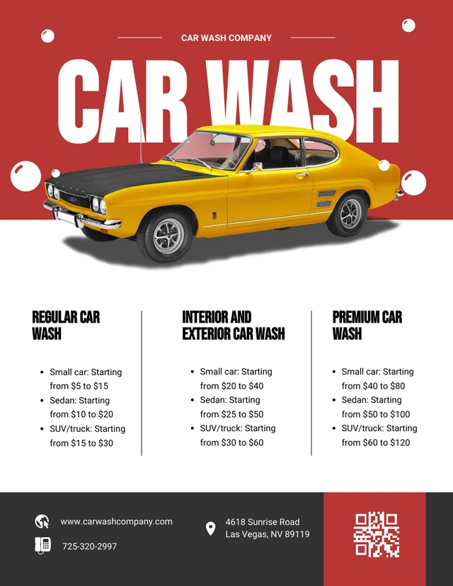 Modern Car Wash Price List