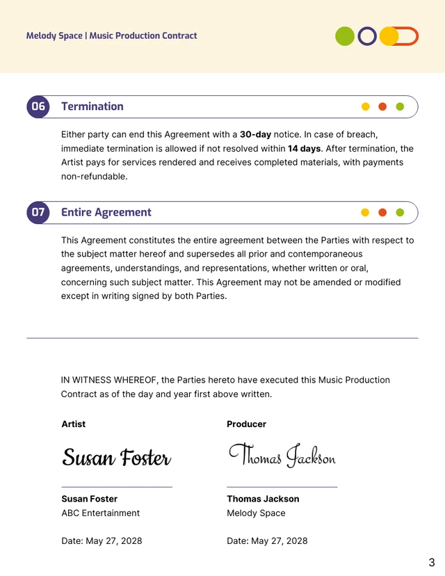 Music Production Contract Template - Page 3