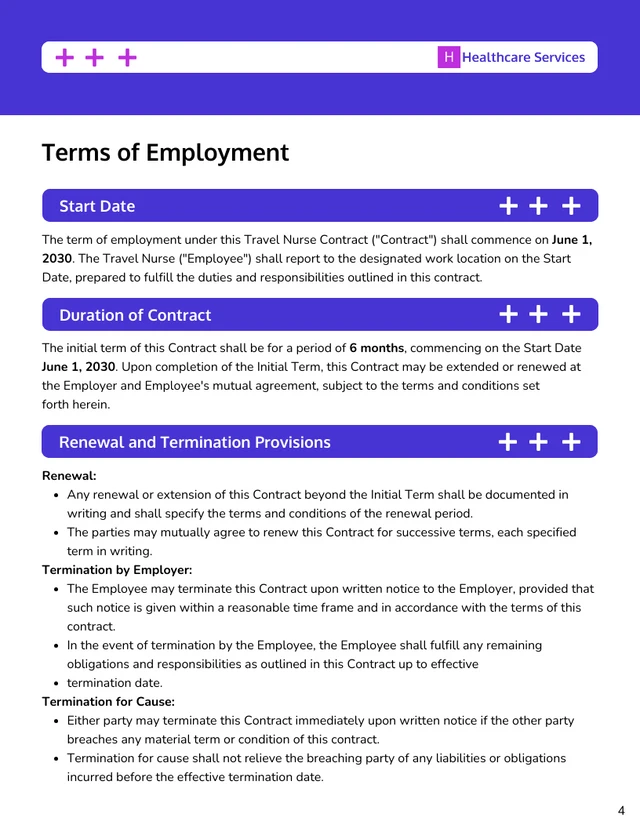 Travel Nurse Contract Template - Page 4