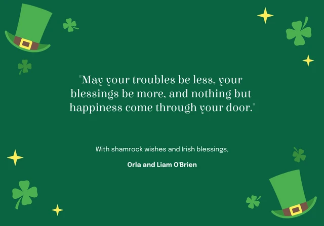 Clean Quote Green and White St. Patrick's Day Card Template
