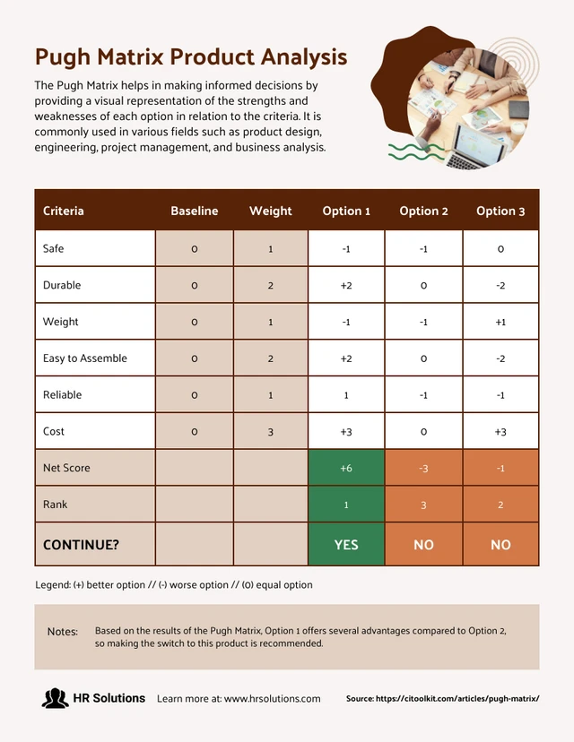 Business Pugh Matrix Example Template