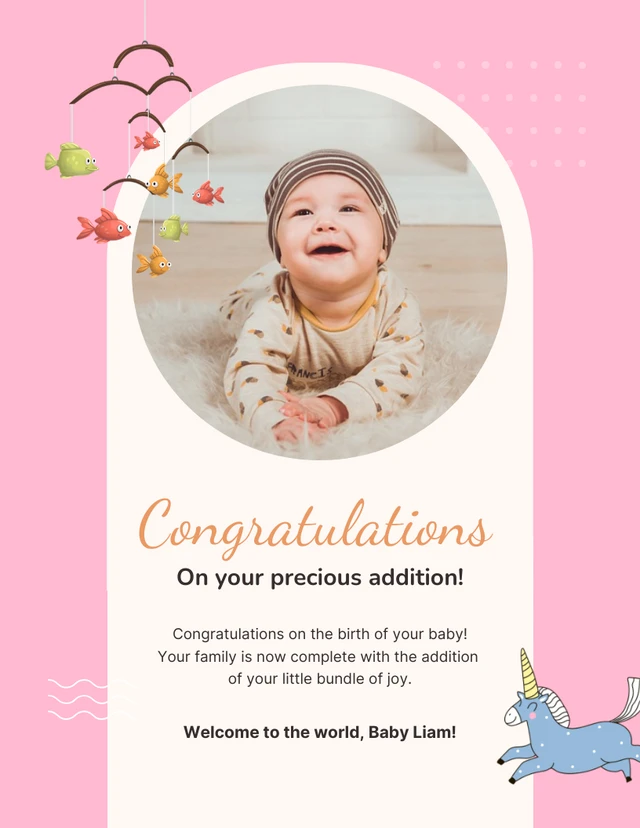 Pink Pastel Baby Congratulations Template
