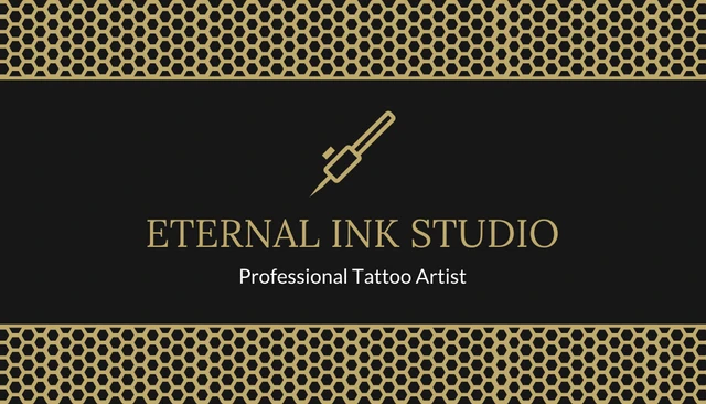 Black Gold Pattern Tattoo Business Card - Page 1