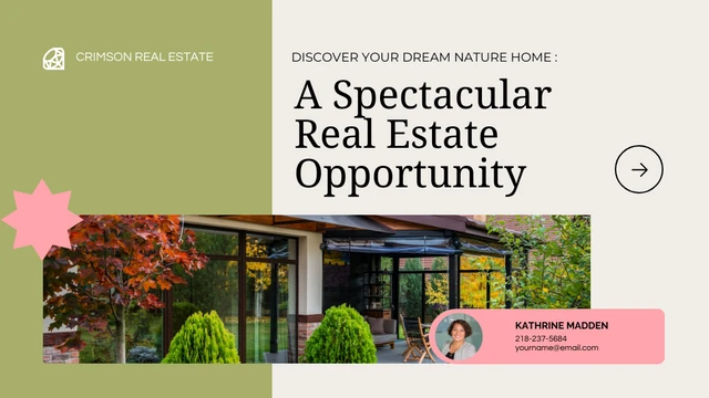 Green, Pink, and Cream Real Estate Profile Listing Presentation - Page 1