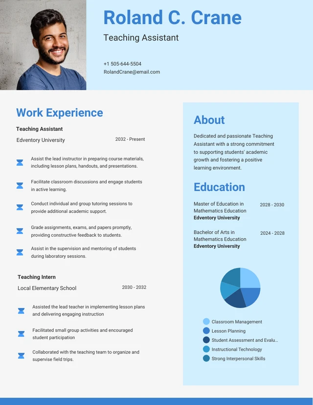 Light Blue Teaching Infographic Resume Template