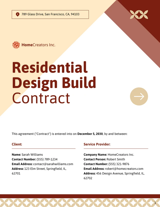 Residential Design Build Contract Template - Page 1