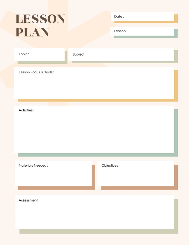 Cream Minimalist Lesson Plan Template