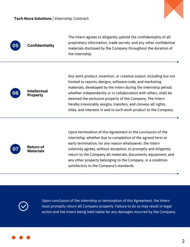 Internship Contract Template - Page 2