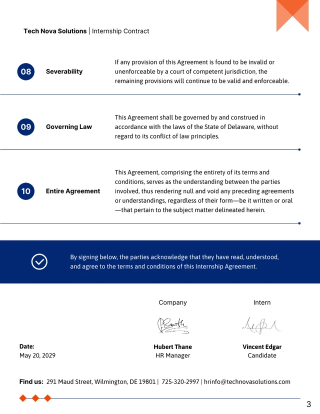 Internship Contract Template - Page 3