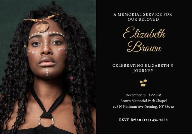 Black Simple Memorial Service Obituary Cards Template