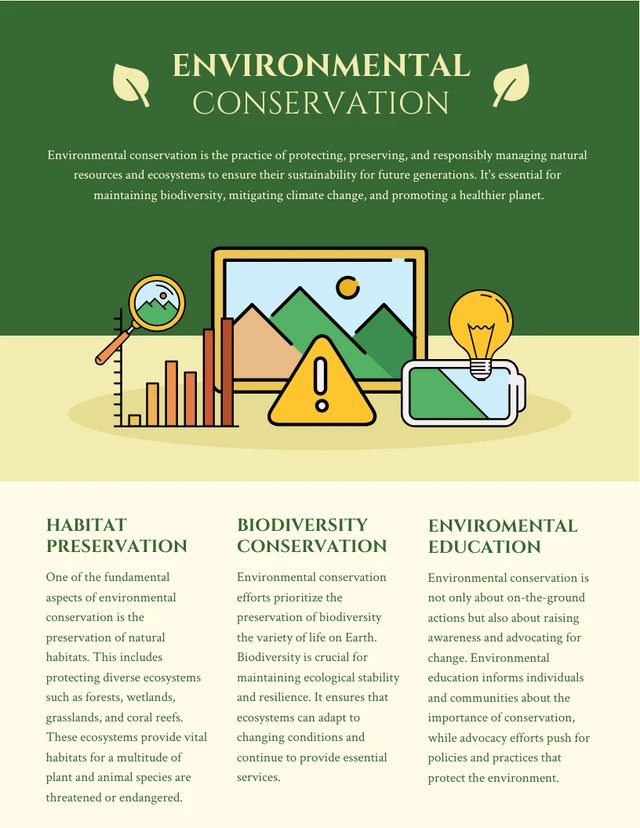 Light Yellow And Green Modern Playful Illustration Environment Infographic Template