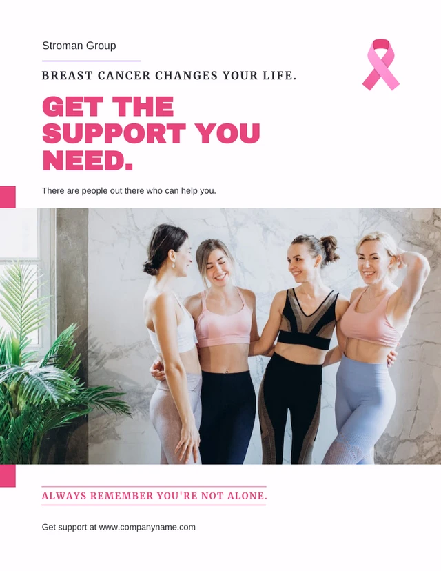 White Modern Breast Cancer Awareness Poster Template