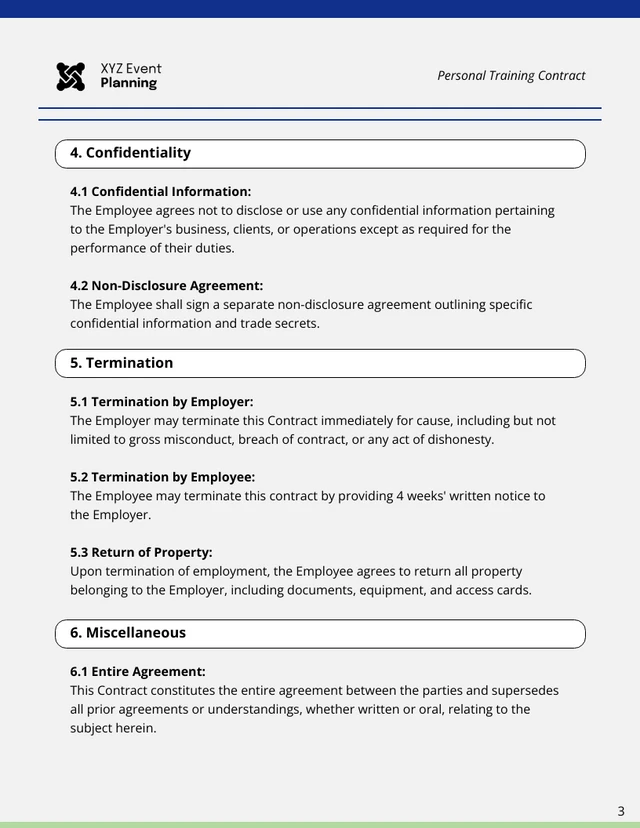 Personal Training Contract Template - Page 3