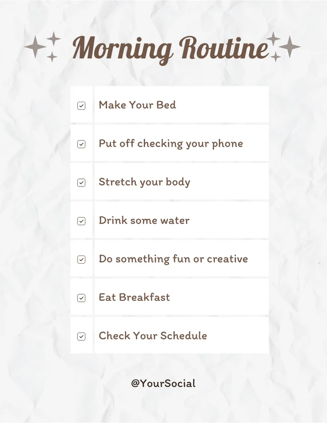 Light Grey Modern Texture Morning Routine Schedule Template