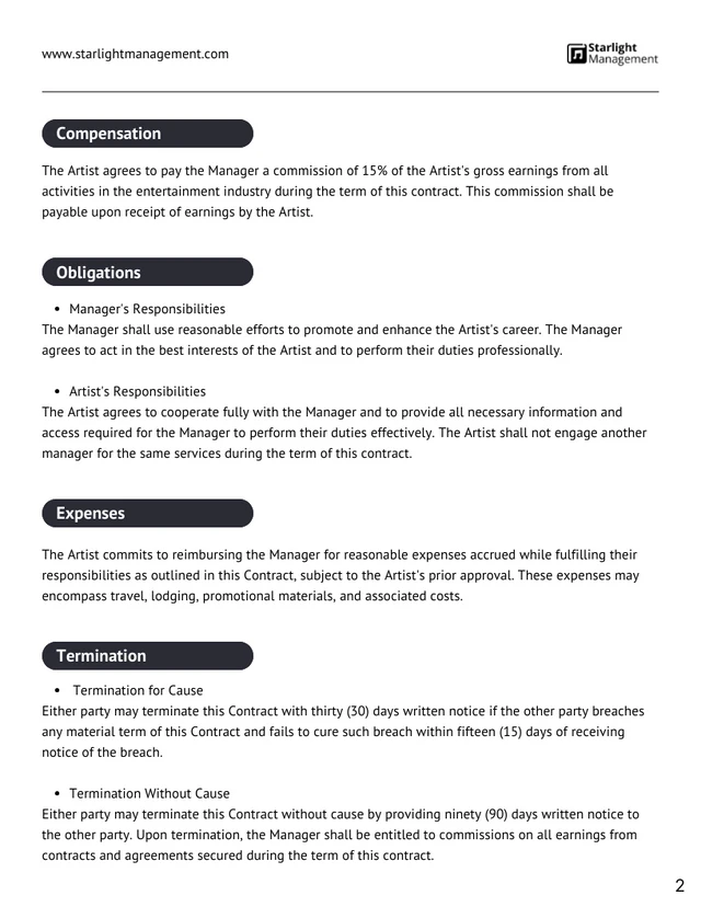 Music Video Production Contract Template - Page 2