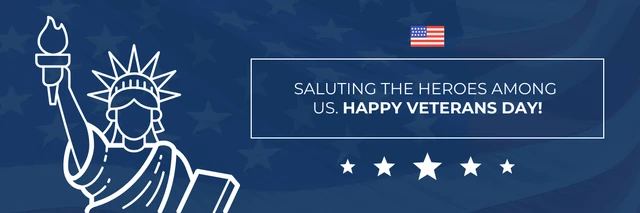 Navy Modern Photo Illustration Veteran Day Banner Template