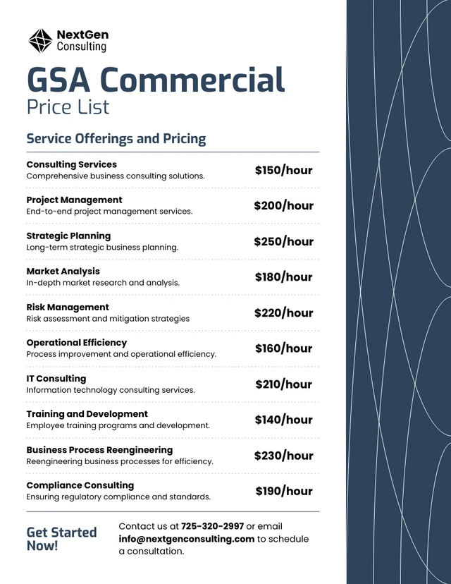 Gsa Commercial Price List Template