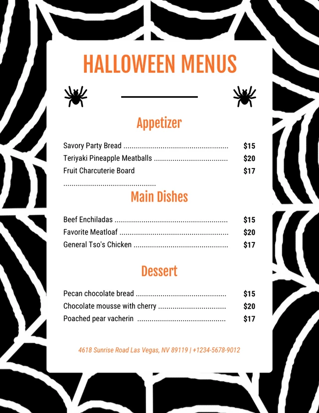 Black Modern Pattern Halloween Menu Template