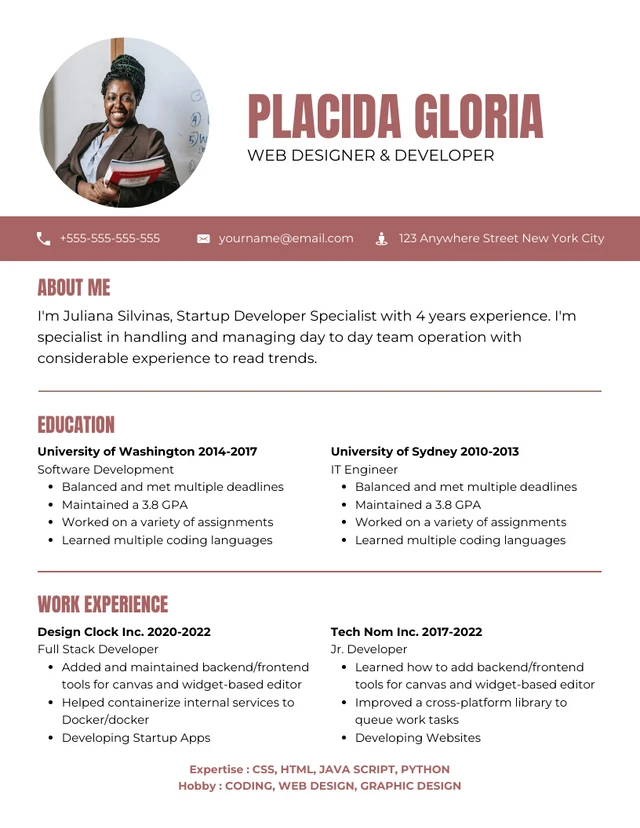 White And Brown Clean Professional IT Resume Template
