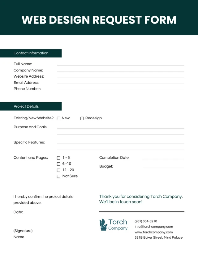 Modern Teal Green Web Design Form Template