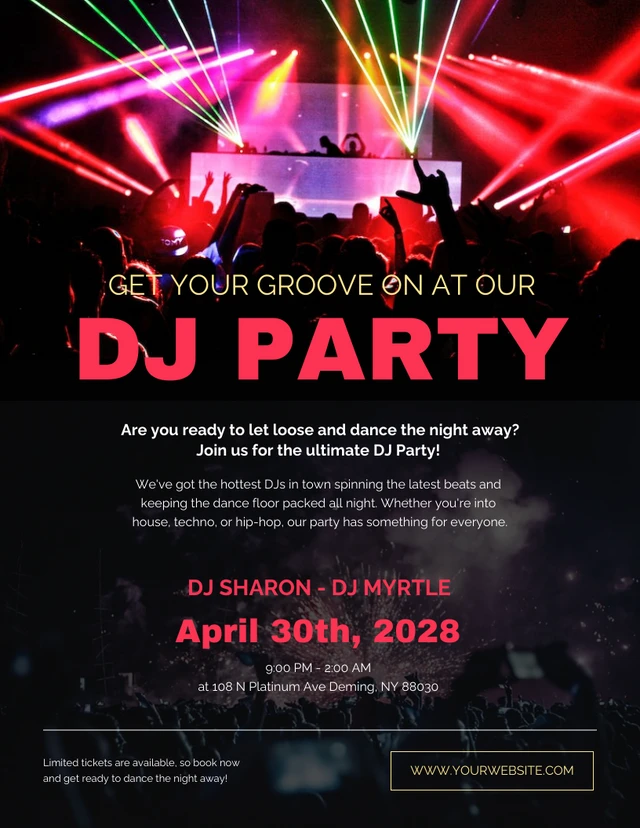 Black and Red DJ Party Poster Template
