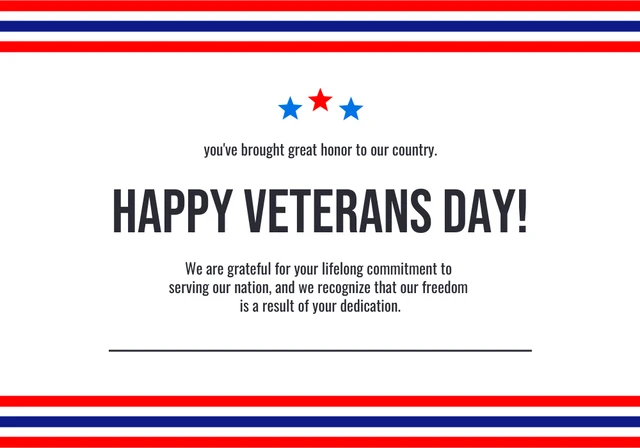 White Red And Blue Minimalist Veterans Day Card Template