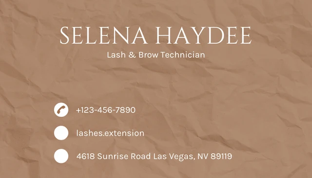 Brown Simple Texture Lash Business Card - Page 2