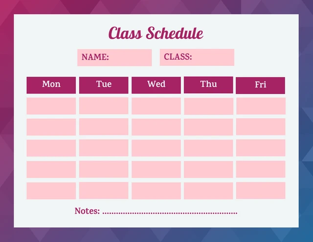 Gradient Modern Geometric Class Schedule Template