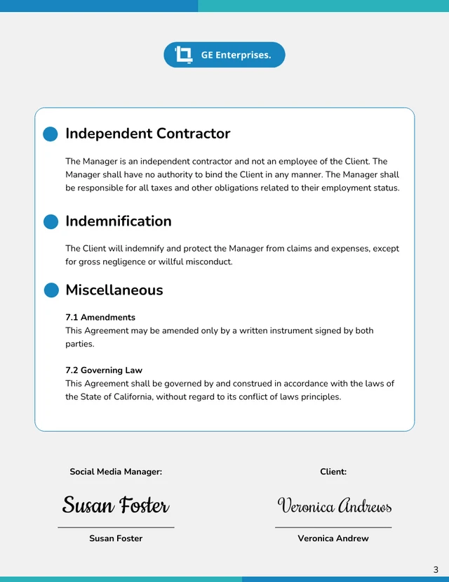 Social Media Manager Contract Template - Page 3