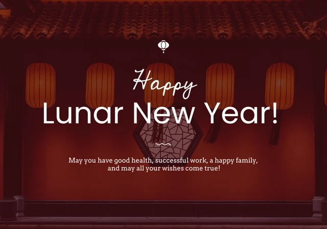 Red White Simple Lunar New Year Card Template
