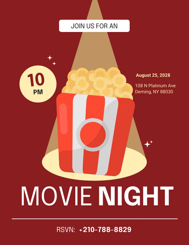 Red Maroon Highlight Movie Night Template