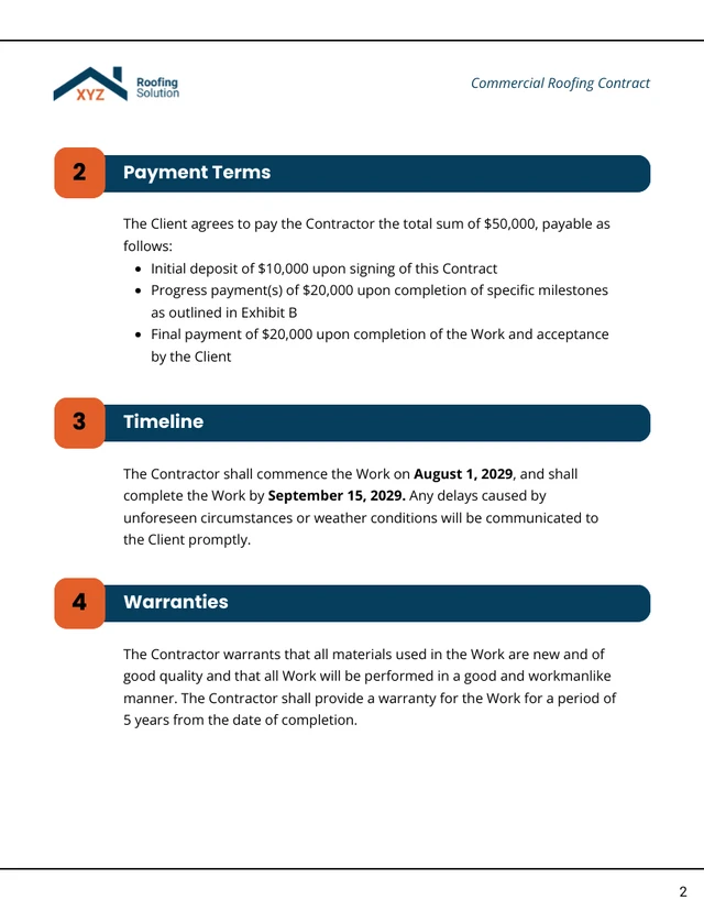 Commercial Roofing Contract Template - Page 2