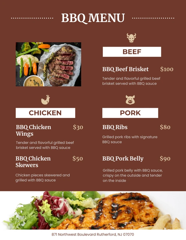 Brown & White BBQ menus Template