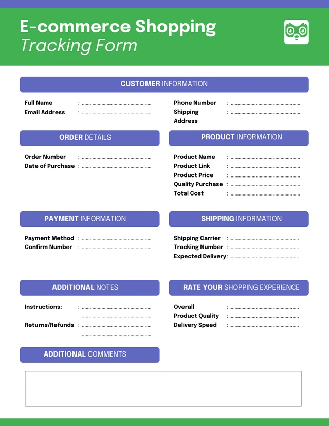 Modern Fun Purple Green Tracking Form Template