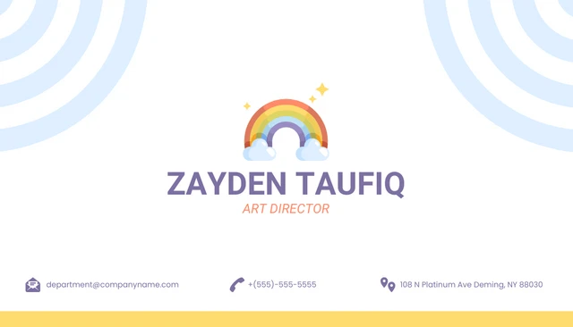 White Playful Rainbow Illustration Personal Business Card