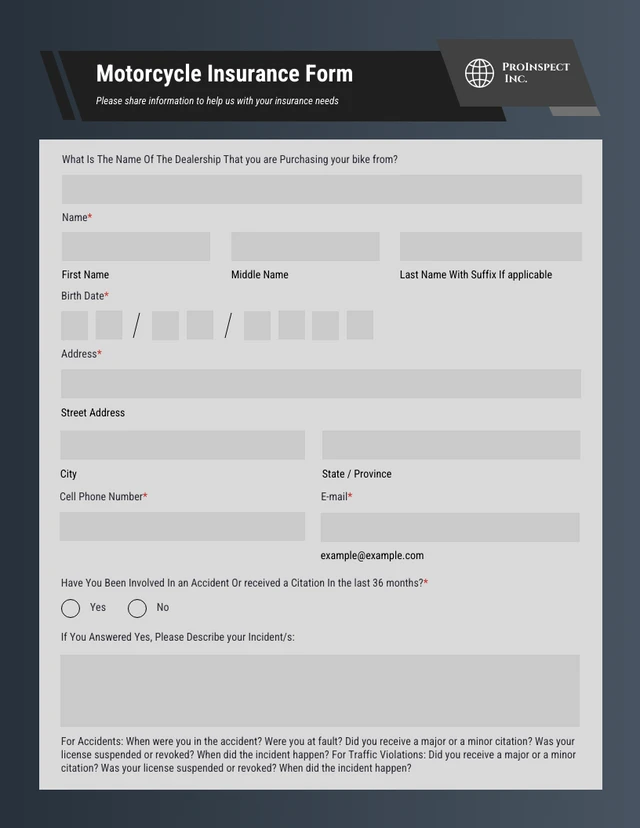 Gradient Black Minimalist Insurance Forms Template