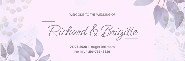 Purple Minimalist Floral Wedding Banner Template