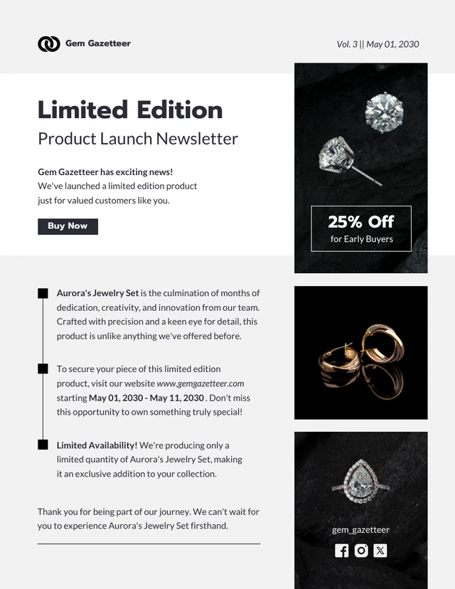 Limited Edition Product Launch Newsletter Template