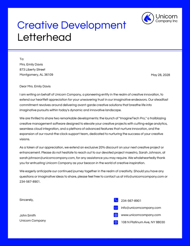 Blue Electric Company Letterhead Template