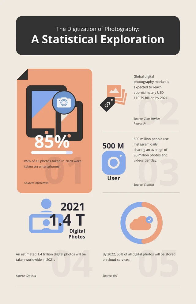 Orange And Purple Simple Photography Infographic Template