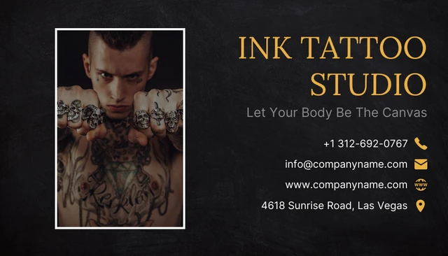 Yellow On Blackboard Tatto Business Card - Page 1