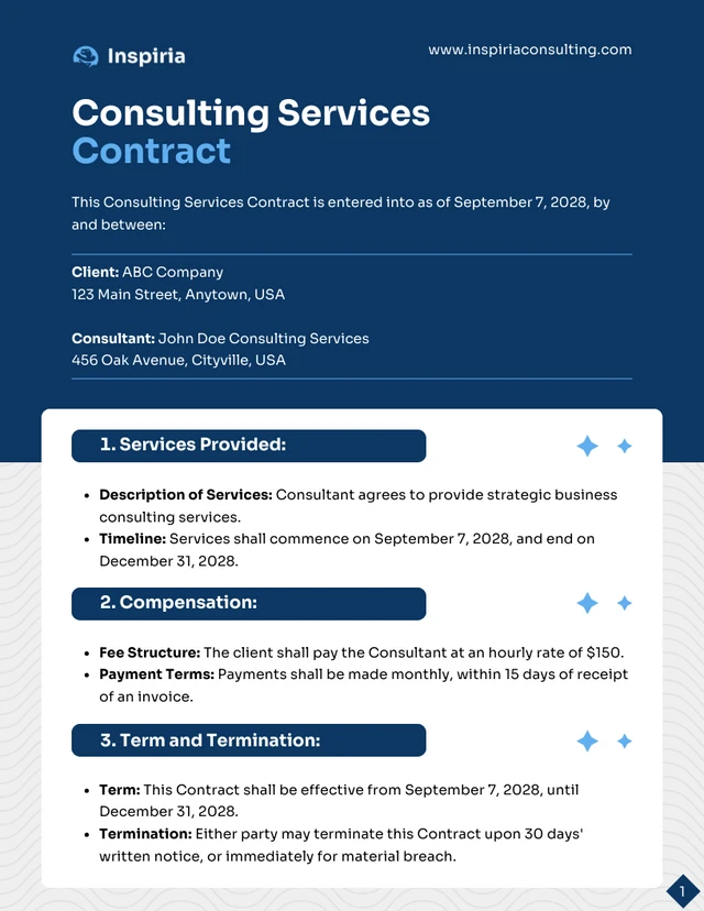 Consulting Contract Template - Page 1