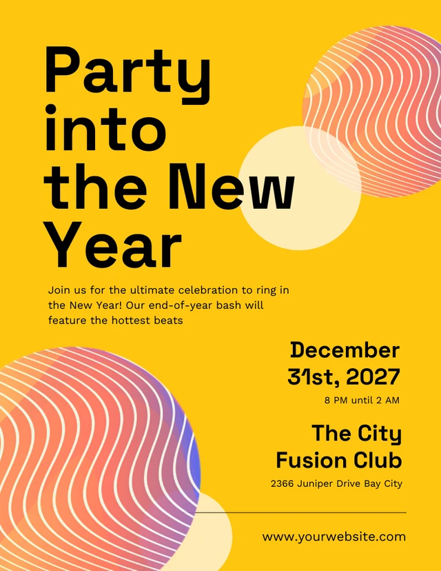 Yellow The New Year Party Poster Template
