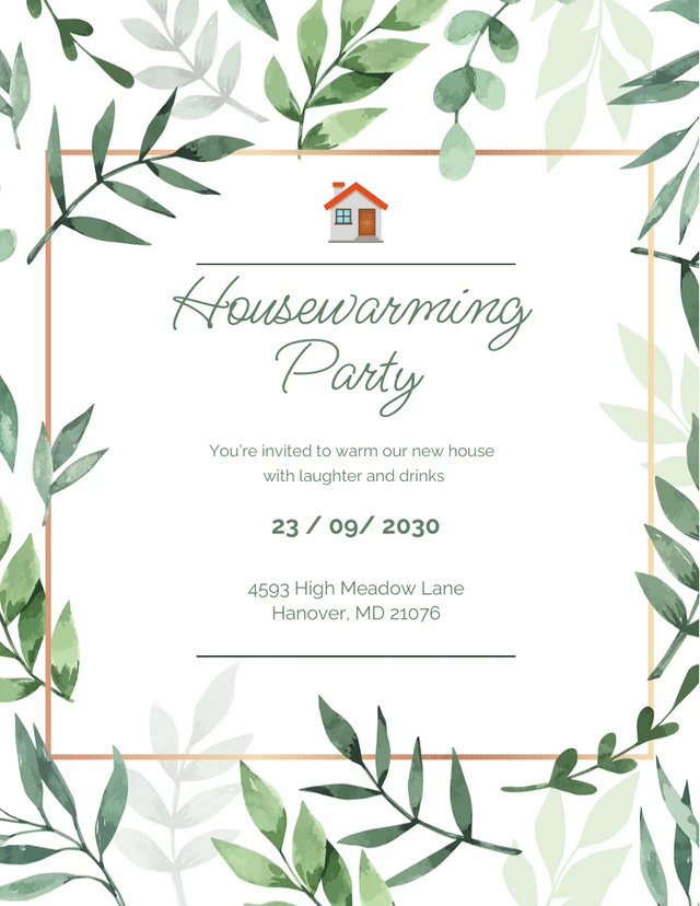 Green Aesthetic Invitation Housewarming Template